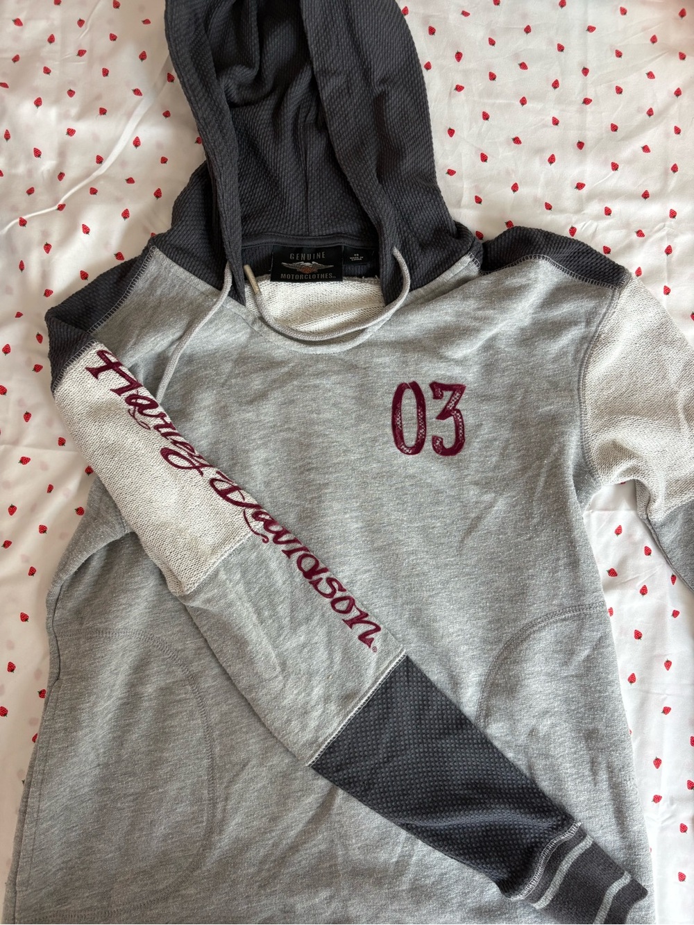 Harley-Davidson Gray Hooded Pullover with Maroon Accents